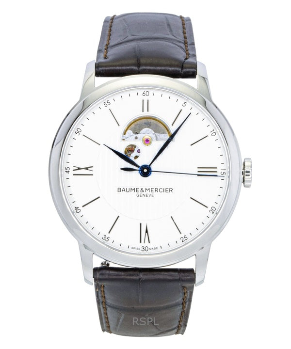 Baume &amp; Mercier Classima læderrem åben hjerte sølv urskive automatisk M0A10524 herreur