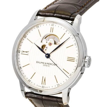 Baume &amp; Mercier Classima læderrem åben hjerte sølv urskive automatisk M0A10524 herreur