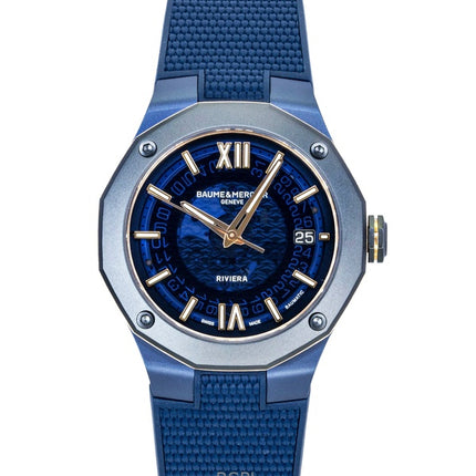 Baume &amp; Mercier Riviera gummirem blå urskive automatisk M0A10769 100M herreur