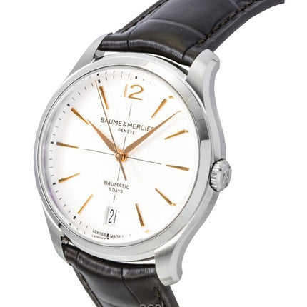 Baume &amp; Mercier Clifton læderrem off-white urskive automatisk M0A10773 herreur