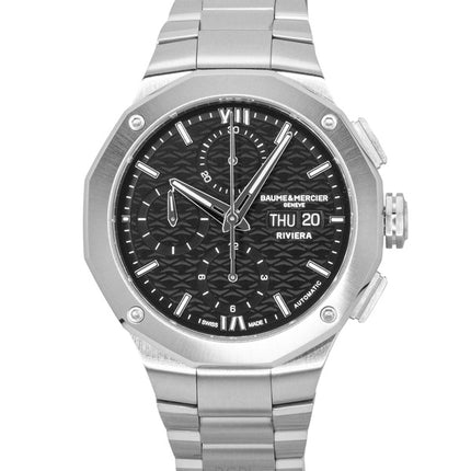 Baume &amp; Mercier Riviera kronograf rustfrit stål sort urskive automatisk M0A10825 100M herreur