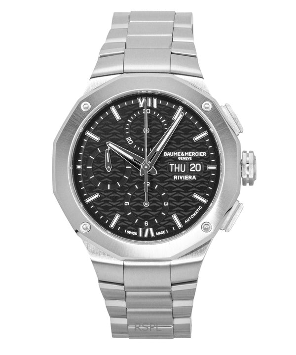 Baume &amp; Mercier Riviera kronograf rustfrit stål sort urskive automatisk M0A10825 100M herreur