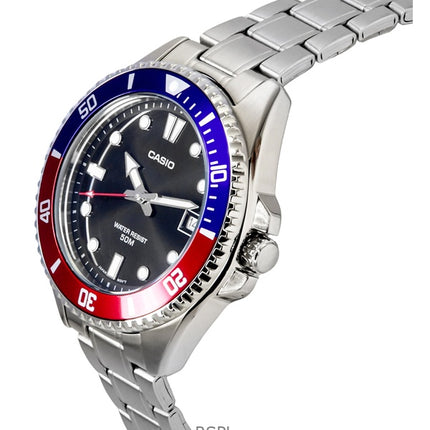 Casio Standard Analog Pepsi Bezel Rustfrit Stål Sort Urskive Quartz MDV-10D-1A3 Herreur