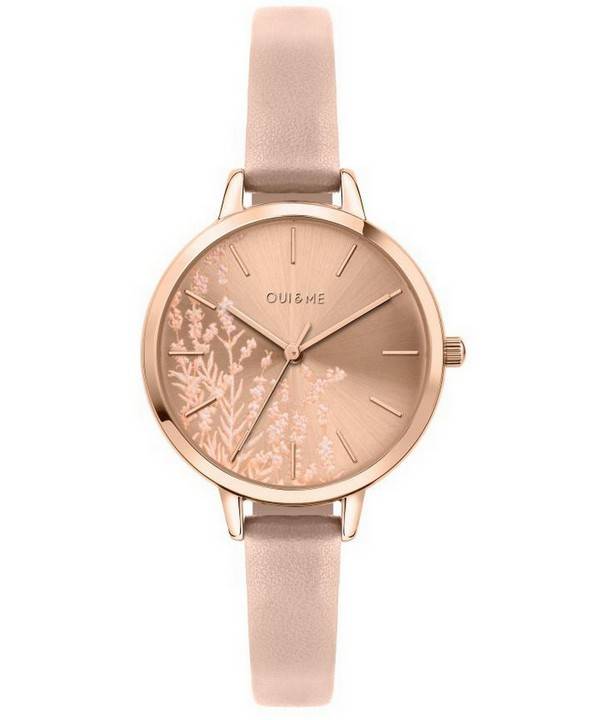 Oui & Me Petite Fleurette Rose Gold Sunray Dial Læderrem Quartz ME010064 Dameur