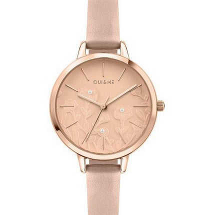 Oui & Me Petite Fleurette Rose Gold Shiny Dial Læderrem Quartz ME010129 Dameur