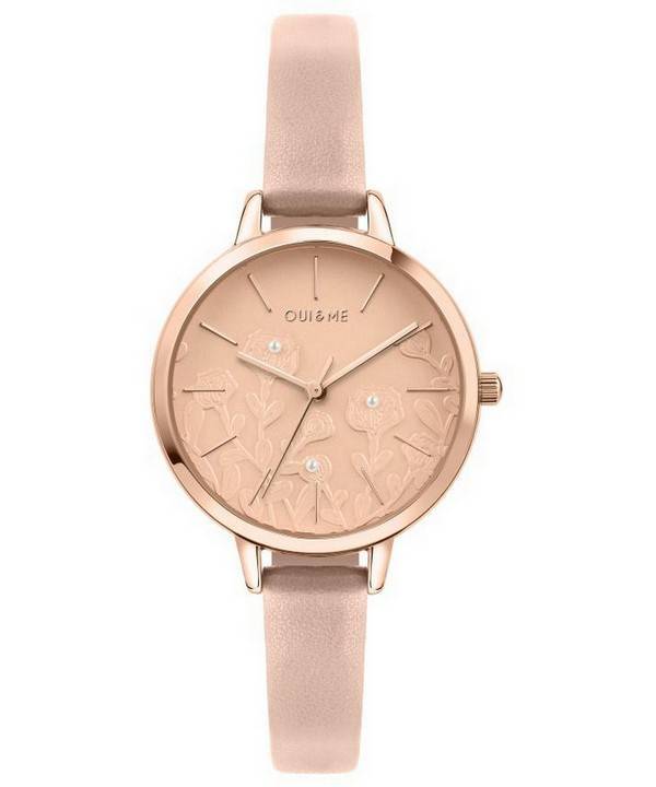 Oui & Me Petite Fleurette Rose Gold Shiny Dial Læderrem Quartz ME010129 Dameur