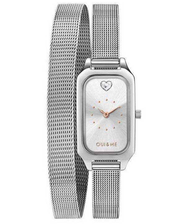 Oui & Me Finette Sølv Sunray Urskive i rustfrit stål Quartz ME010165 Dameur