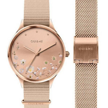 Oui &amp, Me Petite Bichette Rose Gold Sunray Urskive Nylonrem Quartz ME010174 Dameur