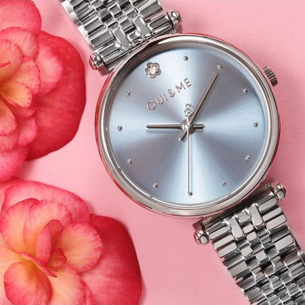 Oui &amp, Me Etoile rustfrit stål blå skive kvarts ME010293 dameur