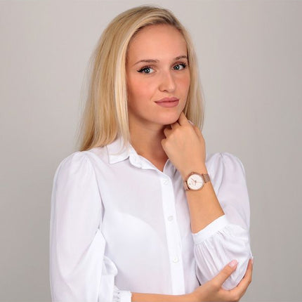 Oui &amp, Me Etoile rosa guld rustfrit stål hvid skive kvarts ME010297 dameur