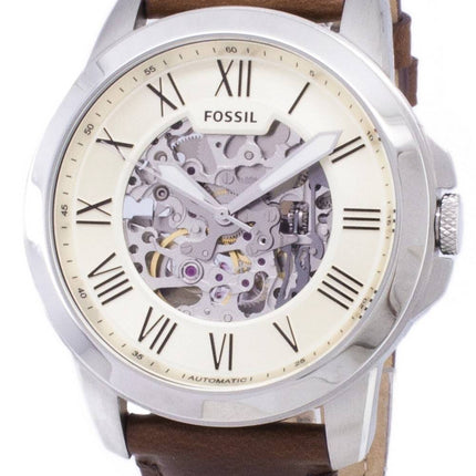 Fossile give automatisk Beige skelet Dial ME3099 Herreur