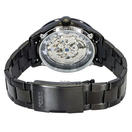 Fossil Townsman rustfrit stål sort skelet urskive automatisk ME3269 herreur