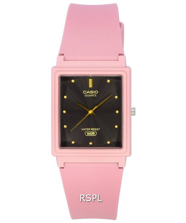Casio Analog Pink Resin Rem Sort Urskive Quartz MQ-38UC-4A MQ38UC-4A Dameur