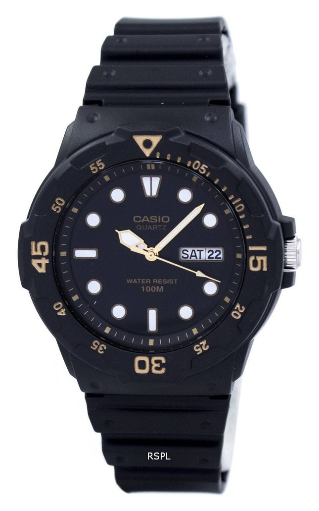 Casio kvarts Analog 100M sort harpiks rem MRW-200H-1EVDF MRW - 200H - 1EV Herreur