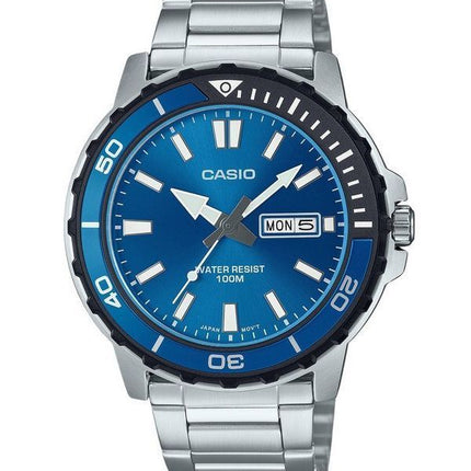 Casio Standard Analog Rustfrit Stål Blå Urskive Quartz MTD-125D-2A1V 100M herreur