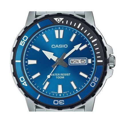 Casio Standard Analog Rustfrit Stål Blå Urskive Quartz MTD-125D-2A1V 100M herreur