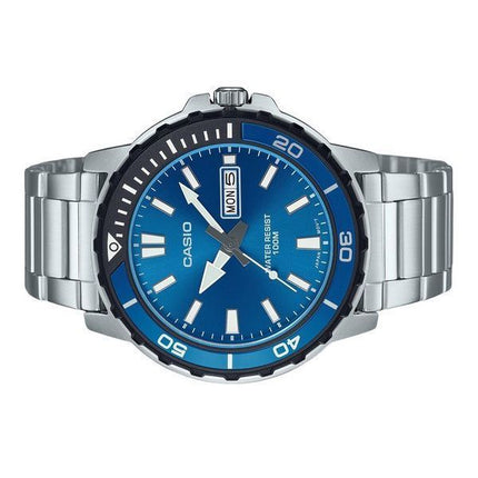 Casio Standard Analog Rustfrit Stål Blå Urskive Quartz MTD-125D-2A1V 100M herreur