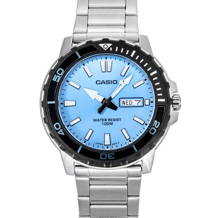 Casio Standard Analog Rustfrit Stål Aqua Blå Skive Quartz MTD-125D-2A3V 100M Herreur