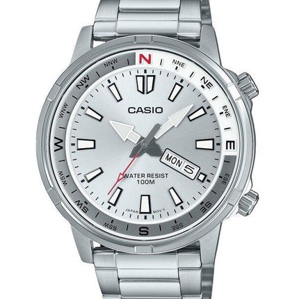 Renoveret Casio Standard Analog Rustfrit Stål Sølv Skive Quartz MTD-130D-7AV 100M Herreur