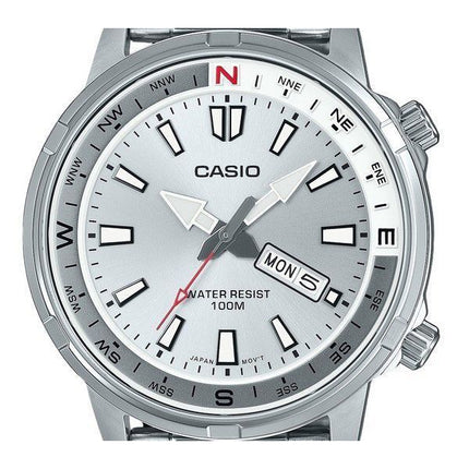 Renoveret Casio Standard Analog Rustfrit Stål Sølv Skive Quartz MTD-130D-7AV 100M Herreur