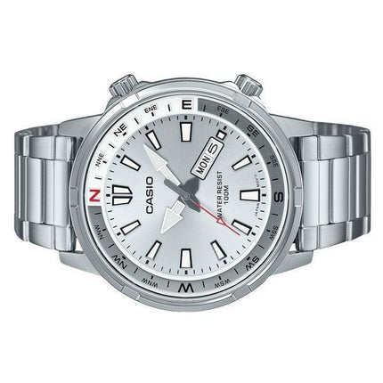 Renoveret Casio Standard Analog Rustfrit Stål Sølv Skive Quartz MTD-130D-7AV 100M Herreur