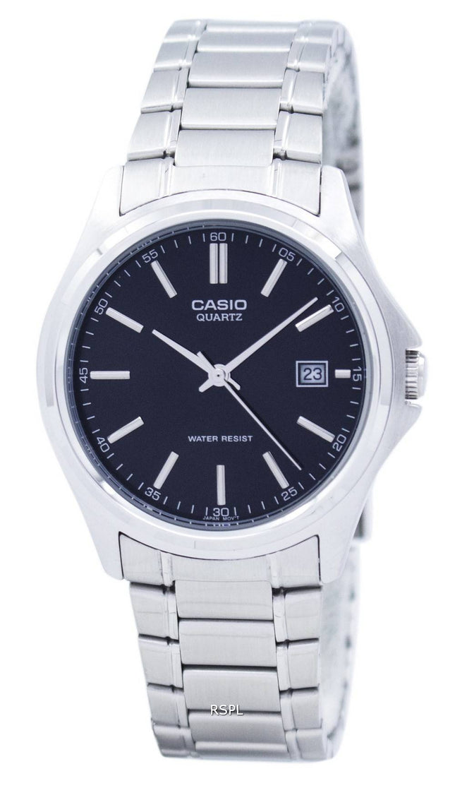 Casio kvarts Analog rustfrit stål sort urskive MTP-1183A-1ADF MTP-1183A-1A Herreur