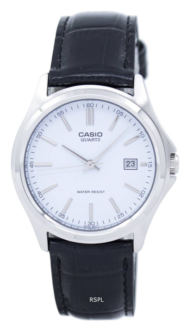 Casio kvarts Analog hvid urskive sort læder MTP-1183E-7ADF MTP-1183E-7A Herreur