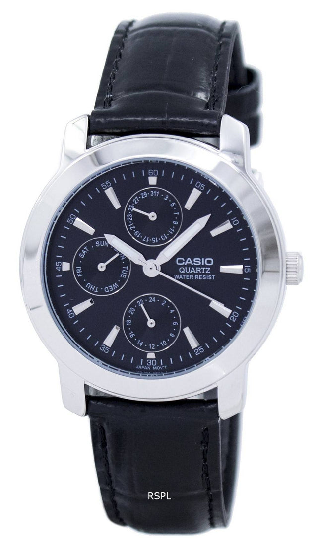 Casio Enticer kvarts Multi Dial læder rem MTP-1192E-1ADF MTP-1192E-1A Herreur