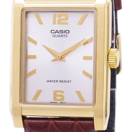 Casio Enticer kvarts Analog sølv urskive MTP-1235GL-7ADF MTP-1235GL-7A mænds læder ur