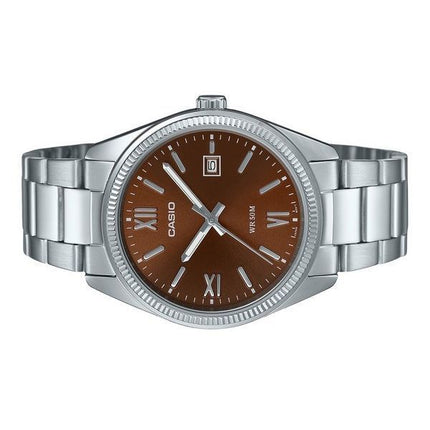 Casio Standard Analog Ion Belagt rustfrit stål Brun Urskive Quartz MTP-1302DD-5AV herreur