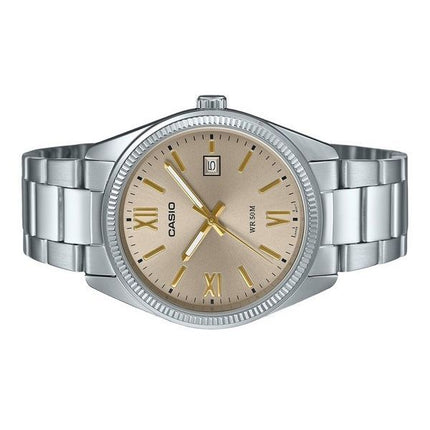 Casio Standard Analog Ion-belagt rustfrit stål Beige Urskive Quartz MTP-1302DD-9AV herreur