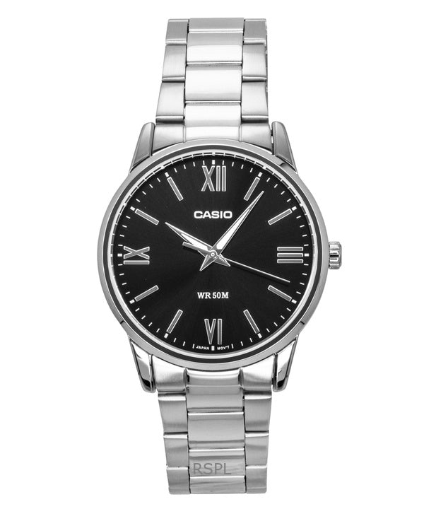 Casio analog rustfrit stål sort urskive kvarts MTP-1303DD-1AV herreur