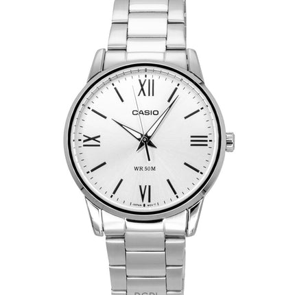 Casio analog rustfrit stål sølv urskive kvarts MTP-1303DD-7AV herreur