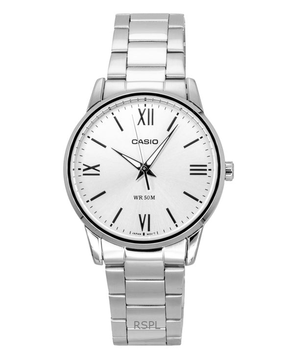 Casio analog rustfrit stål sølv urskive kvarts MTP-1303DD-7AV herreur