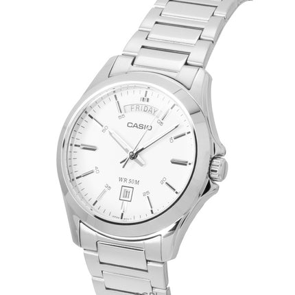Casio Standard Analog Rustfrit Stål Hvid Skive Quartz MTP-1370D-7A3V Herreur