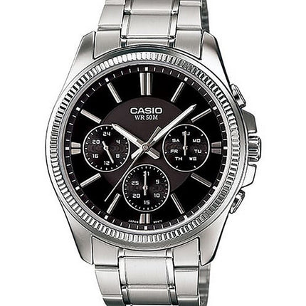 Casio Enticer Analog Rustfrit Stål Sort Urskive Quartz MTP-1375D-1AV herreur