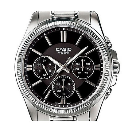 Casio Enticer Analog Rustfrit Stål Sort Urskive Quartz MTP-1375D-1AV herreur