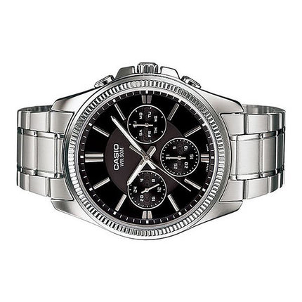 Casio Enticer Analog Rustfrit Stål Sort Urskive Quartz MTP-1375D-1AV herreur