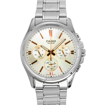 Casio Enticer analog rustfrit stål sølv urskive kvarts MTP-1375D-7A2V herreur