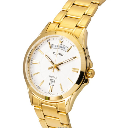 Casio Standard Analog Guldtonet Rustfrit Stål Hvid Skive Quartz MTP-1381GD-7AV Herreur