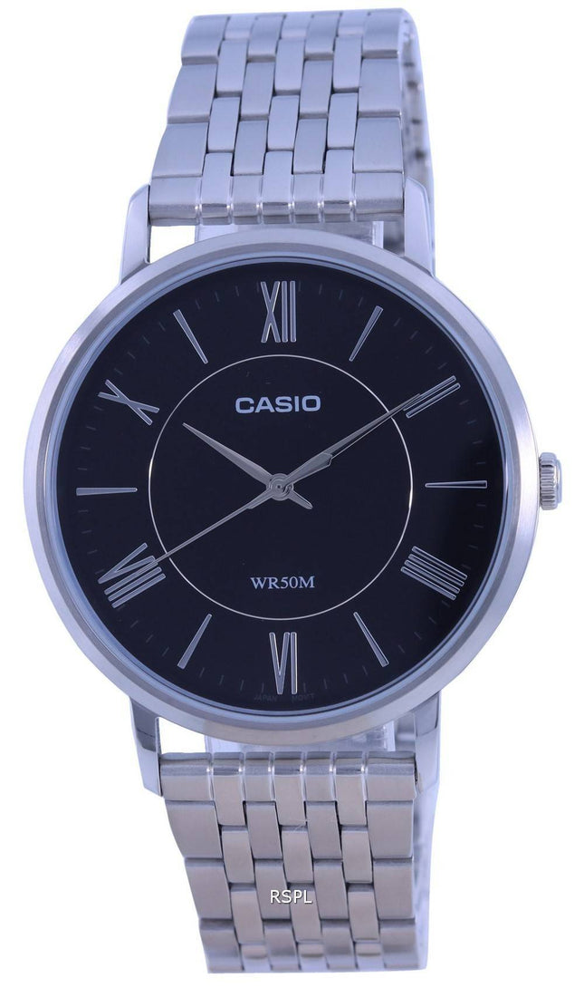 Casio Analog Black Dial Rustfrit StÃ¥l Kvarts MTP-B110D-1A MTPB110D-1 Herreur