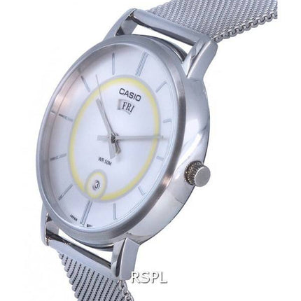 Casio Analog Rustfrit Stål Mesh Sølv Urskive Quartz MTP-B120M-7A MTPB120M-7 Herreur