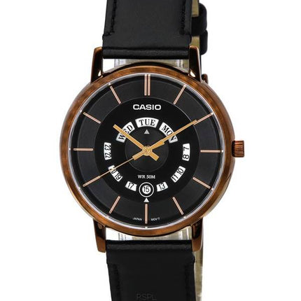 Casio Standard Analog Læderrem Sort Urskive Quartz MTP-B135RL-1A MTPB135RL-1 Herreur