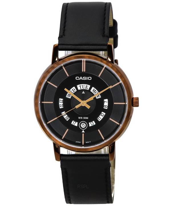 Casio Standard Analog Læderrem Sort Urskive Quartz MTP-B135RL-1A MTPB135RL-1 Herreur