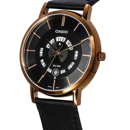 Casio Standard Analog Læderrem Sort Urskive Quartz MTP-B135RL-1A MTPB135RL-1 Herreur