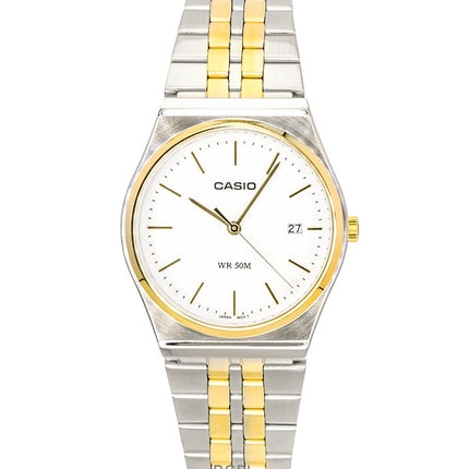 Casio analog tofarvet rustfrit stål hvid urskive quartz MTP-B145SG-7AV herreur