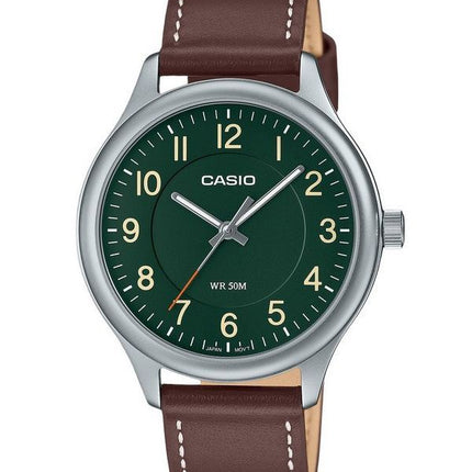 Casio standard analog læderrem Grøn skive Quartz MTP-B160L-3B herreur