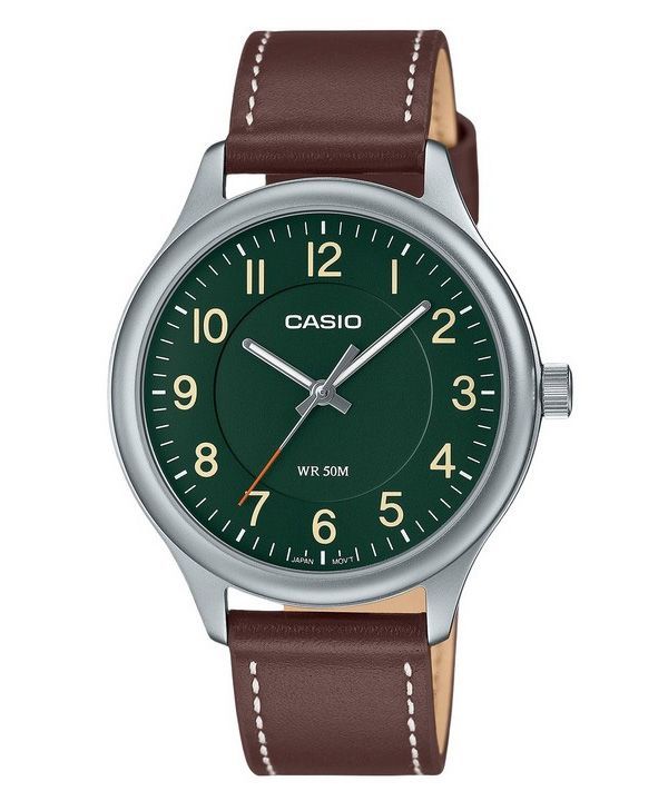 Casio standard analog læderrem Grøn skive Quartz MTP-B160L-3B herreur