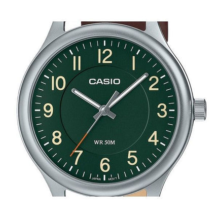 Casio standard analog læderrem Grøn skive Quartz MTP-B160L-3B herreur