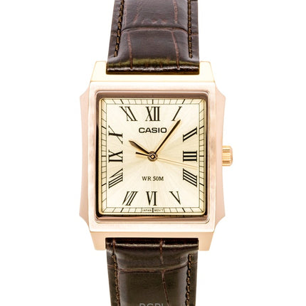 Casio analog læderrem guld urskive quartz MTP-B190RGL-9BV herreur